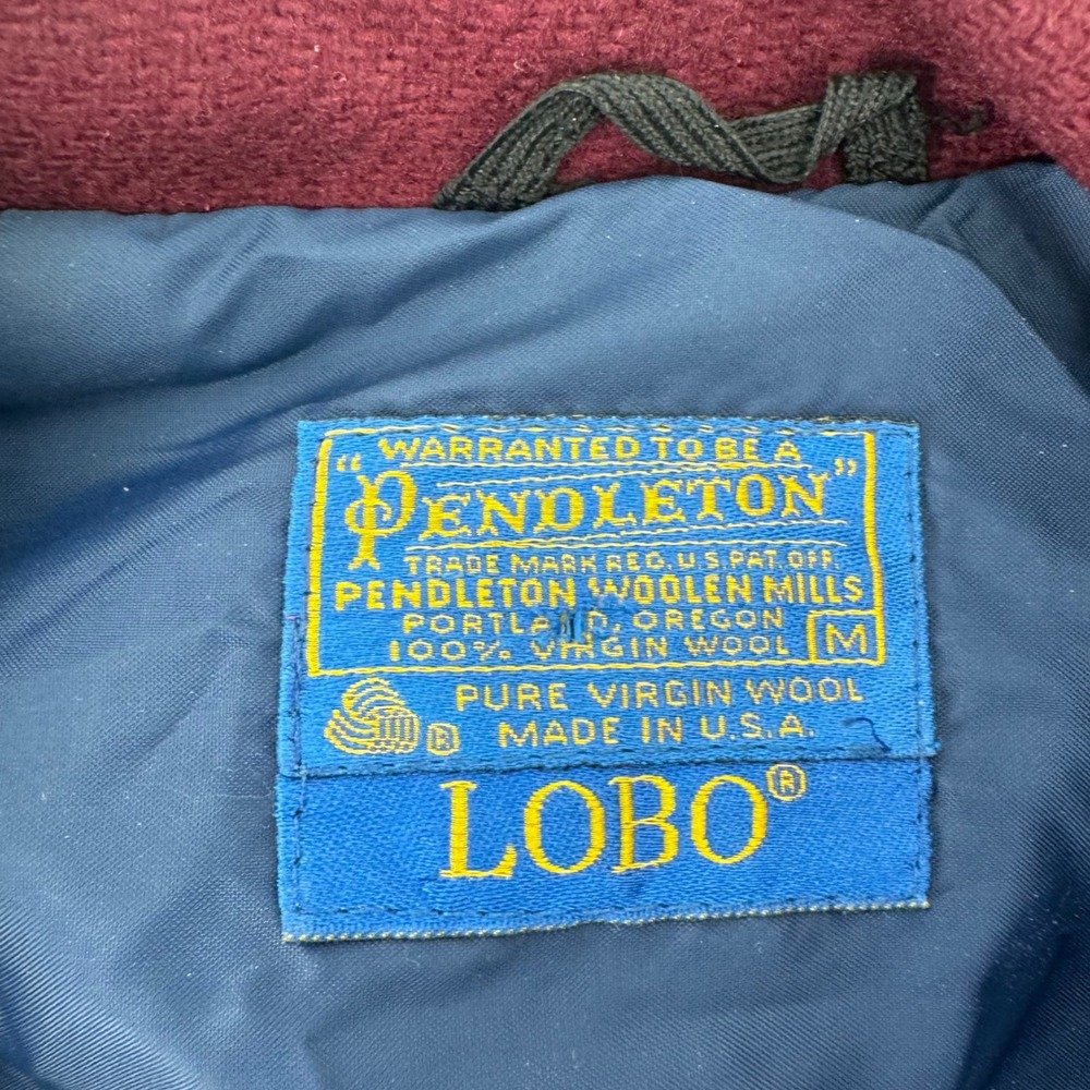 Pendleton Lobo Wool Bomber Jacket Men Blue Brown Maroon VTG M 1980's Rare - Picture 4 of 6